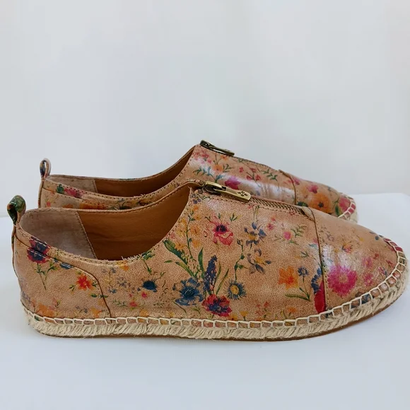 New PATRICIA NASH Italian Leather Espradrills Floral Print Resort Flats Size 11 - Picture 6 of 13
